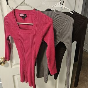 Pink, Gray, and Brown Women's Sweater Set